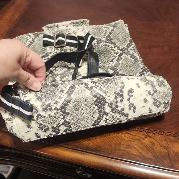 Latico Black and White Snakeskin Backpack main image 5